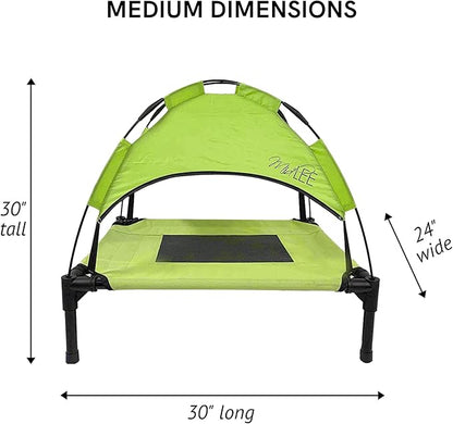 Midlee Green Dog Cot with Canopy (24" x 30")
