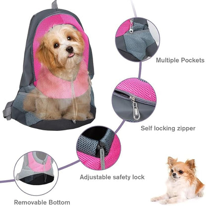 SOFTIER Pet Dog Carrier Backpack Puppy Dog Travel Carrier Front Pack Breathable Head-Out Backpack Carrier for Small Dogs Cats Rabbits(Pink)