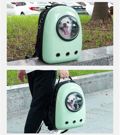 Pet Travel Carrier, Cat Dog Dome Space Capsule Bubble Backpack, Portable Waterproof Breathable Knapsack for Hiking, Traveling (Green 1)