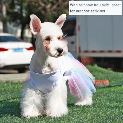 ANIAC Dog Vest Skirt Puppy Princess Dresses Cute Birthday Tutu Skirt Doggy Wedding Outfit Pet Clothing for Cats and Small Medium Dogs (White