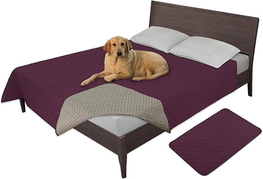 Easy-Going 100% Waterproof Dog Bed Cover, Non-Slip Pet Blanket for Furniture, Washable Couch Cover, Repleasement Sofa Cover (96X82 in,Wine)