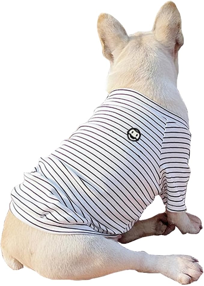 ANIAC Cotton Dog Shirt Striped Pet T-Shirt with Sleeves Summer Dog outfit Cat Shirt for Cat Only Puppy Clothes for Small Dog Girl Boy
