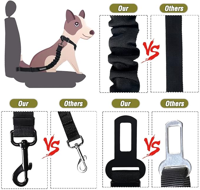 COOYOO Dog Seat Belt 3 Piece
