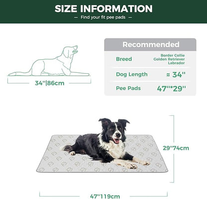 FXW Washable Pee Pads for Dogs 47" x 29", Specifically 48inch Cages,