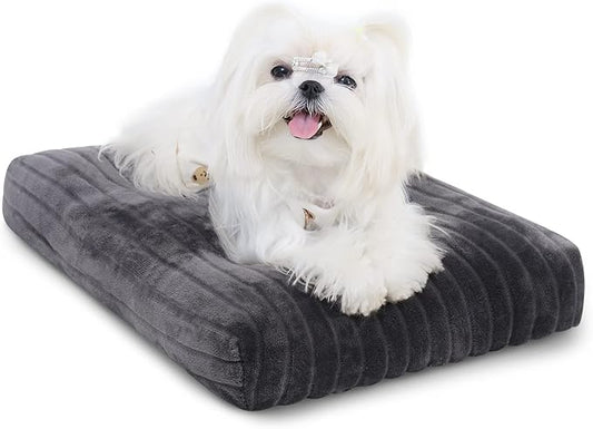 Dog Crate Bed Washable Dog Beds for Extra Small Dogs Deluxe Thick Flannel Fluffy Comfy Kennel Pad Anti-Slip & Anti-Scratch Pet Sleeping Mat 21 x 12 Inch,