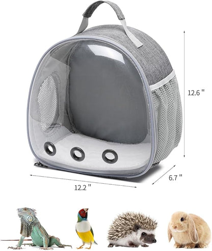 Small Animal Carrier Backpack Space Capsule Bubble Window Carrier Backpack for Lizard Guinea Pig (Linen ash)