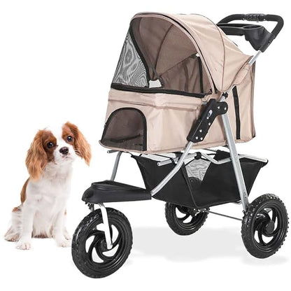 Critter Sitters 3-Wheel Jogging Dog Stroller with Storage Basket and Cup Holders 55 Pounds,