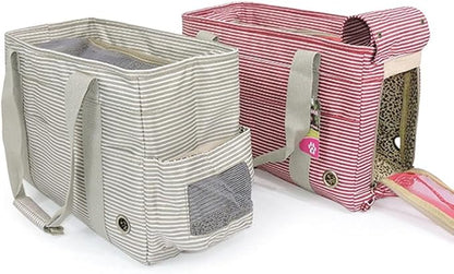 Fashion Pet Dog Carriers Cat Travel Carrying Handbag for Outdoor Travel Walking Hiking (White stripe)