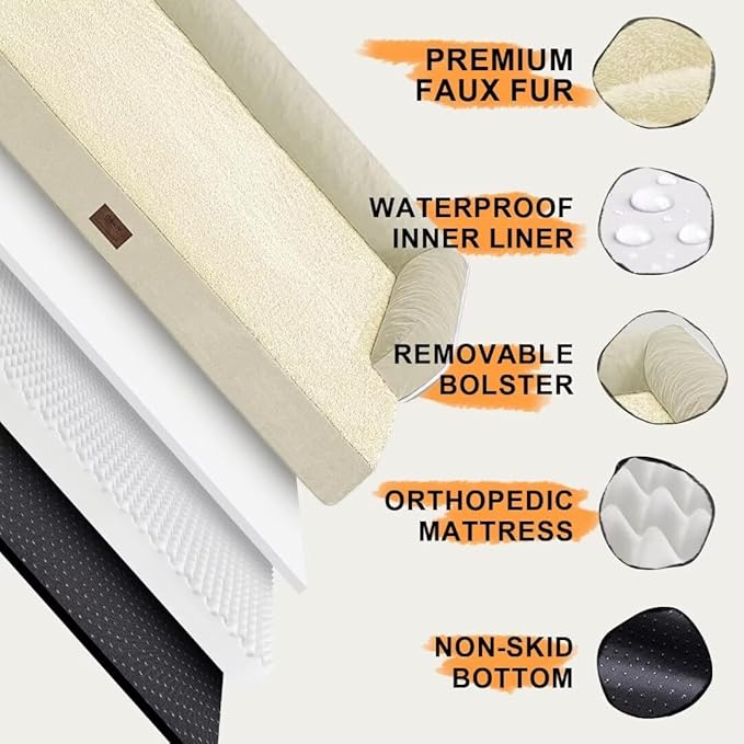 Large Dog Bed Orthopedic Washable: Extra Large Big Dog Bed with Removable Bolster & Memory Foam Couch Sofa