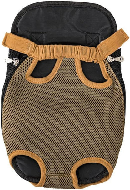 Leconpet Pet Carrier Backpack, Legs Out Adjustable Pet Front Cat Dog Carrier Backpack, Easy-Fit Dog Travel Backpack Carrier for Hiking Camping for Small Medium Puppies Cats (S, Coffee Gold)