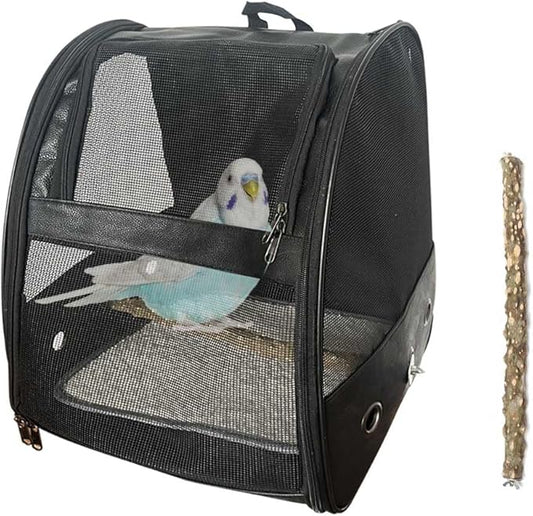 Bird Carrier Backpack,Bird Travel Carrier with Stand Perch,Waterproof Pads,Breathable & Portable,for Small Birds, Green Cheek, Cockatiel, Parrot