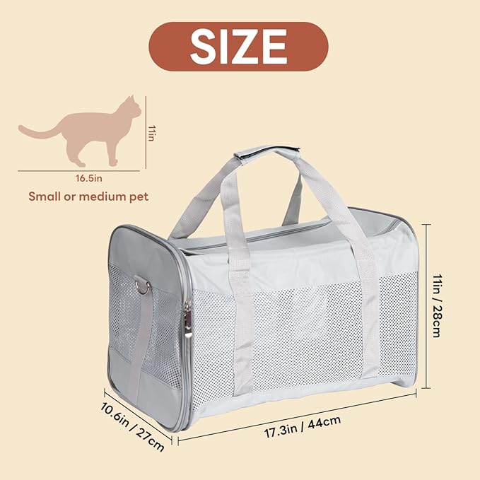 Dog Carrier, Cat Backpack Large, Cat Soft Sided Pet Travel Bag for Medium Dogs, Collapsible Puppy Carrier(Grey)