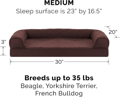 Furhaven Memory Foam Dog Bed for Medium/Small Dogs w/ Removable Bolsters & Washable Cover 35 lbs