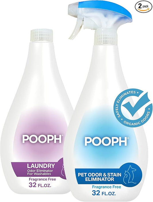 Pooph Pet Odor Eliminator & Pooph Laundry Additive 2-32oz Bottles