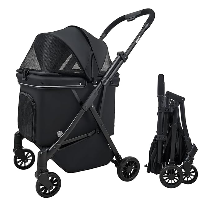 Pet Stroller for Small Dogs – No-Zip Deep Seat
