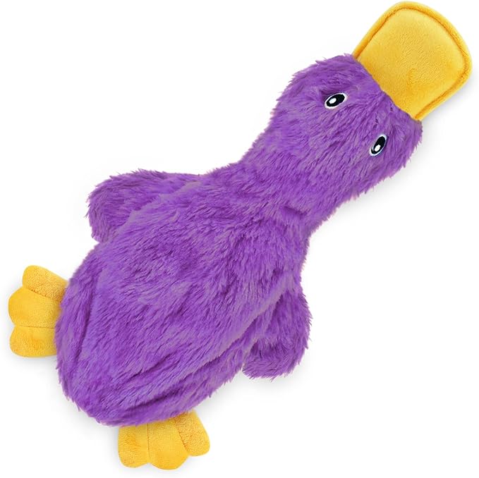 Best Pet Supplies Crinkle Dog Toy for Small, Medium, and Large Breeds, Cute No Stuffing Duck with Soft Squeaker, Fun for Indoor Puppies and Senior Pups, Plush No Mess Chew and Play - Light Purple