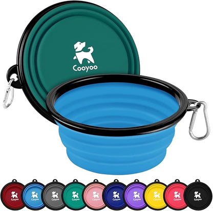 COOYOO Collapsible Dog Bowl,2 Pack Collapsible Dog Water Bowls for Cats Dogs,Portable Pet Feeding Watering Dish for Walking Parking Traveling with 2 Carabiners