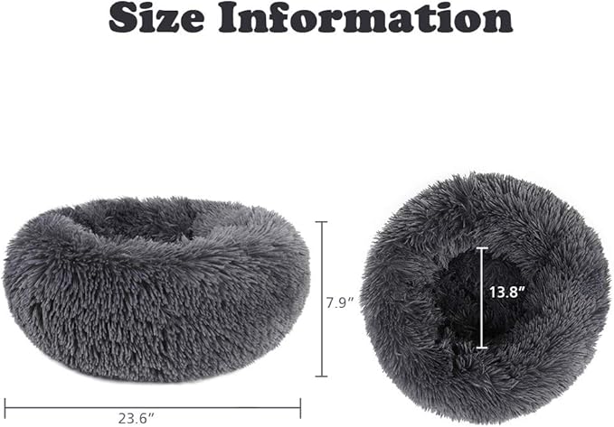 otoez Round Donut Dog Bed for Small Dogs (23.6", Dark