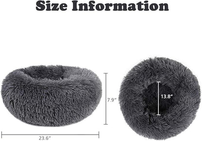 otoez Round Donut Dog Bed for Small Dogs (23.6", Dark