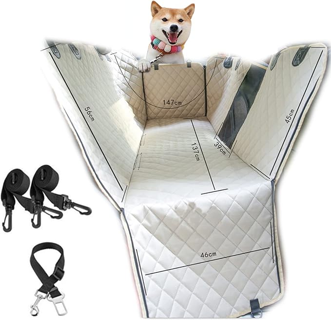 Dog Shaped Car Seat Cover with Rear Seat Mesh Window