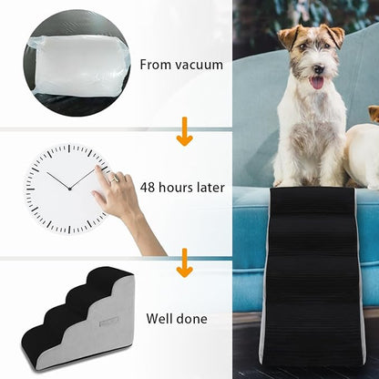 High Density Foam Dog Stairs Steps (4-Tiers (Black))