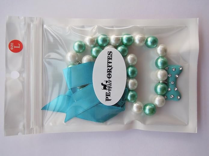 Fancy Diamond Pearl Dog Necklace Collar Jewelry with Bling Rhinestones Bone Charm for Pets Cats Small Dogs Girl Teacup Chihuahua Yorkie Clothes Costume Outfits Accessories