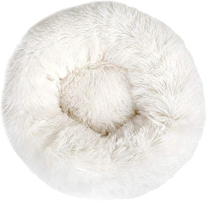 otoez Round Donut Dog Bed for Small Dogs (23.6", White)
