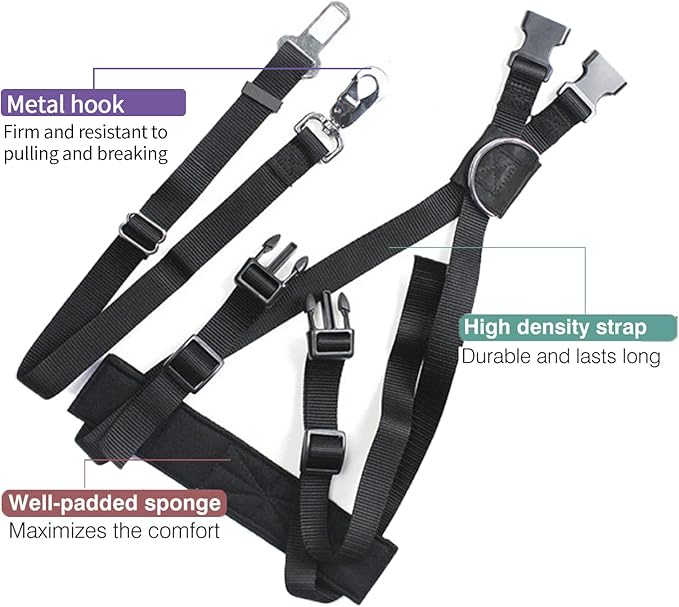 Eilin 2-in-1 Dog Car Vehicle Safety Vest Harness