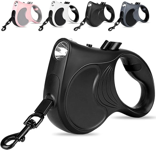 Retractable Dog Leash with Flashlight 16ft Walking Leash for Dogs up to 77lbs 360° Tangle-Free