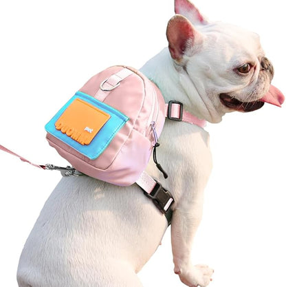 Dog Backpack for Small Dogs to Wear,Cute Pet Puppy Harness Backpacks with Leash Adjustable Dog Self Carrier Bag for Travel Hiking Daily Walking (M, Pink)