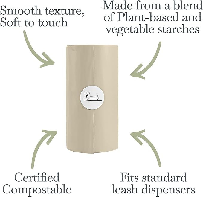 100% Certified Home Compostable and Biodegradable Dog Poop Bags D6400 & 13432 Compliant 60 Bags 4 x