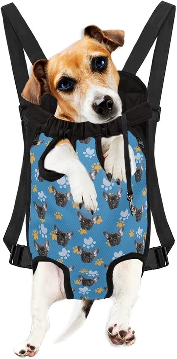 Dog Carrier Breathable Backpack,Lovely Dog Paw Design Shoulder Sling Bag,Adjustable Travel Carrier for Small Medium Dogs Cats Leg Out Chest Bag,Hands-Free,L