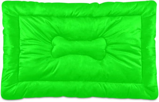 Plain Neon Green Solid Color Pet Bed Pad Soft Dog Bed Mat with Anti-Slip Bottom 18'' x 24''