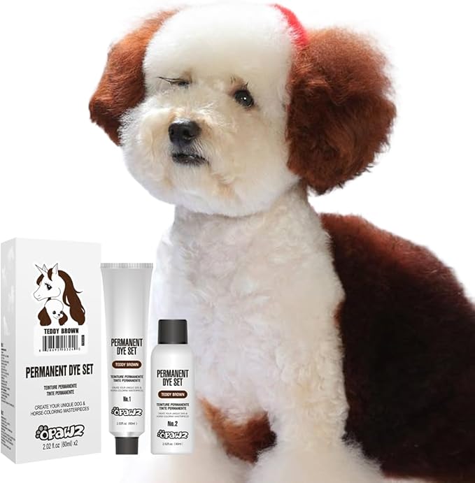 OPAWZ Permanent Dog Hair Dye, Pet Hair Dye Safely Used by Grooming Salons for a Decade, Pet Safe Dye Lasts Over 20 Washes, Bright Color for Dogs and Horses (Teddy Brown)