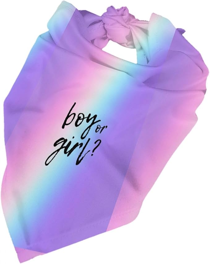 He Or She What Will It Be? Gender Reveal/Baby Announcement Dog Bandana,Pet Neckerchief for Pets Daily Wear Photo Prop Party Supplies (Colorful)