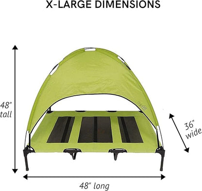 Midlee Green Dog Cot with Canopy (36" x 48")