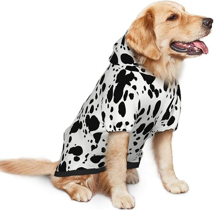 Cute Dalmatian Print Dog Hoodies，Dog Clothes with Pocket