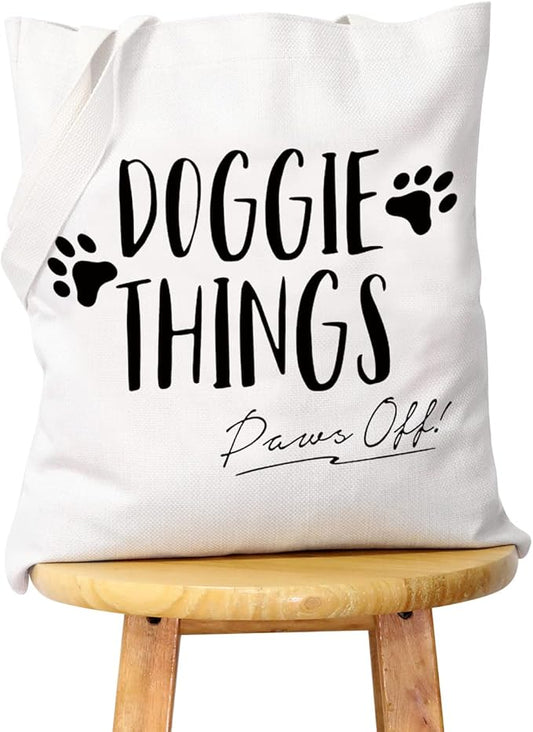 WCGXKO Dog Lover Gift Doggie Things Paws Off Cute Doggie Things Tote Bag Dog Toys Tote Bag (Doggie Things2)