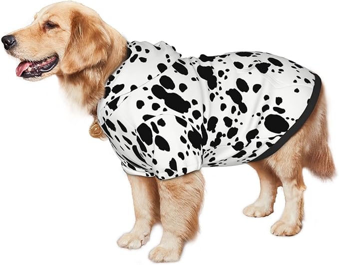 Cute Dalmatian Print Dog Hoodies，Dog Clothes with Pocket