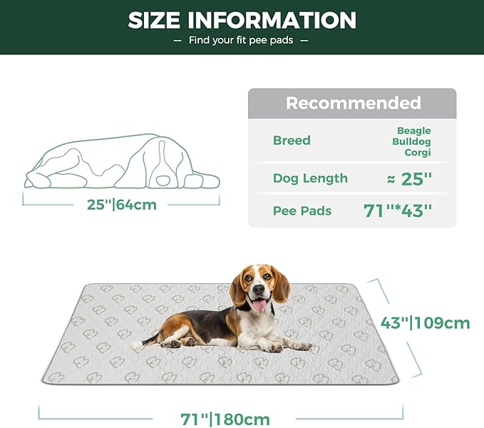 FXW Washable Pee Pads for Dogs 71" x 43", Specifically 32/40/45inch 6