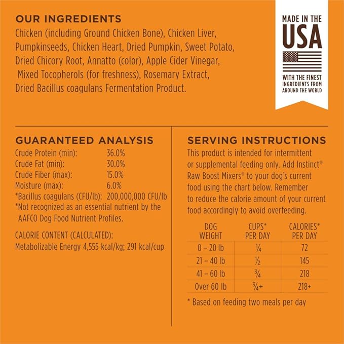 Instinct Raw Boost Mixers Freeze Dried Raw Dog Food Topper, Grain Free Dog Food Topper with Functional Ingredients 12.5 Ounce (Pack of 1)