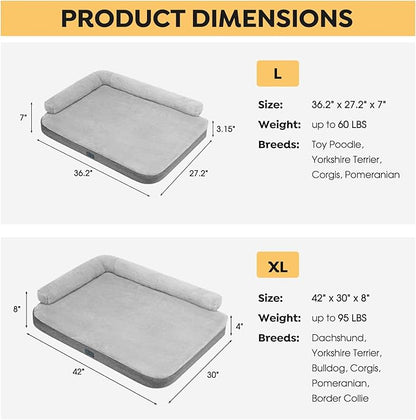 Veehoo Orthopedic Dog Bed with Bolster for Medium Large Dogs 60 lbs,