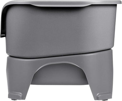 Neater Feeder - Express Model - Mess-Proof Dog Bowls (Medium/Large, Gunmetal Grey) – Made in USA – Elevated, No Spill, Non-Tip, Non-Slip, Raised Stainless Steel Food & Water Pet Bowls