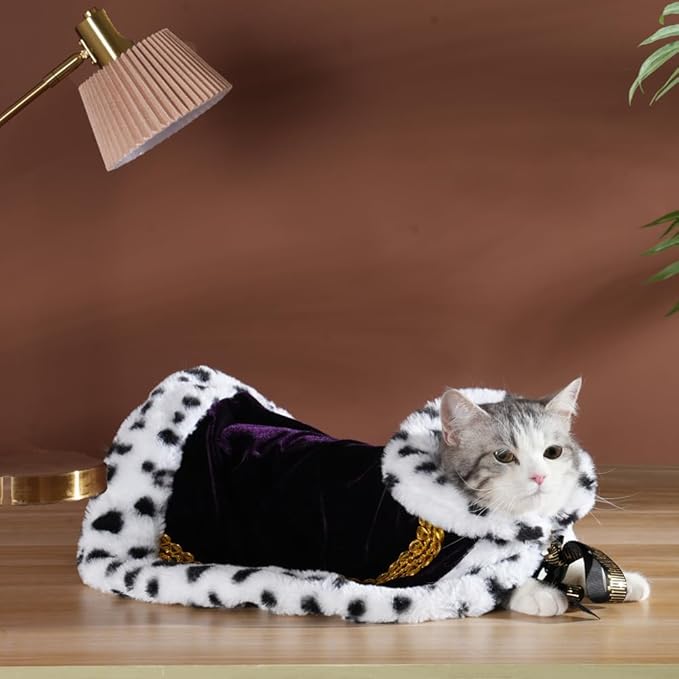 Lovelyshop pet serial Lux Fur Purple Cat Dog Cloak for Halloween costumes