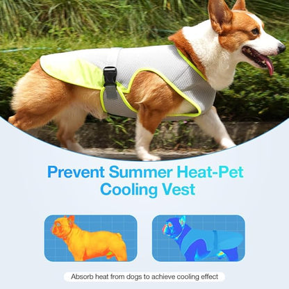 Dog Cooling Vest for Summer, Lightweight Jacket Dog Cooling Shirt, UV Protection Cooling Harness for Outdoor Activity with Breathable Mesh (Green, X-Large)