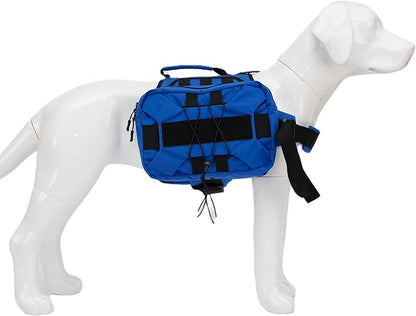 Large Dog Backpack, Outdoor Hound Saddle Bag Dog Pack with Side Pockets for Small Medium Large Dogs, Adjustable Tactical Dog Pack for Hiking, Travel, Camping, Training Royalblue M