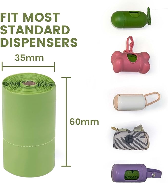 SUPERBIO handle tie dog poop bags 12 rolls,180