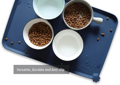 Hoki Found L Silicone Pet Food Mats Tray with High Lips