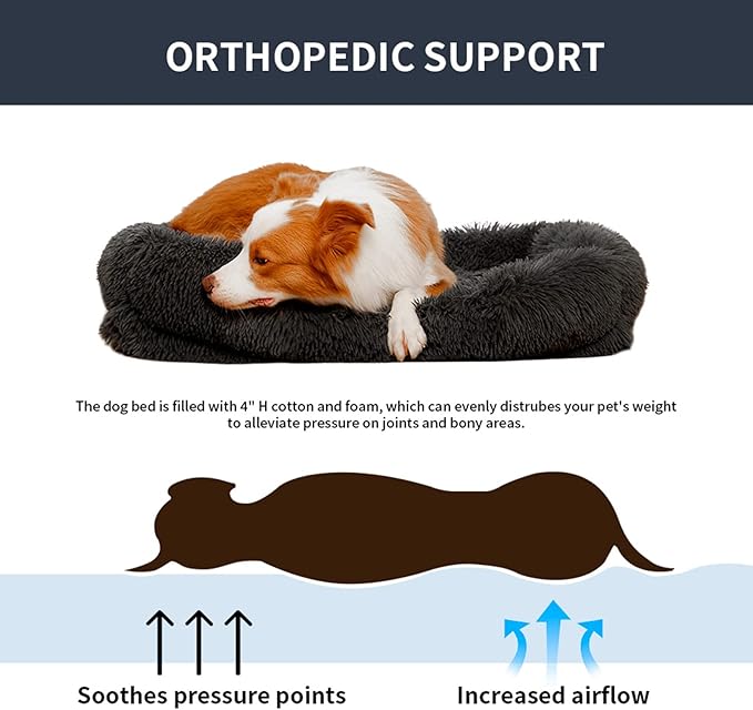 Large Dog Bed Cat Bed Fluffy Plush Dog Crate Beds for Large Dogs Anti-Slip Pet Bed Dog Crate Pad Sleeping Mat Machine Washable (Large