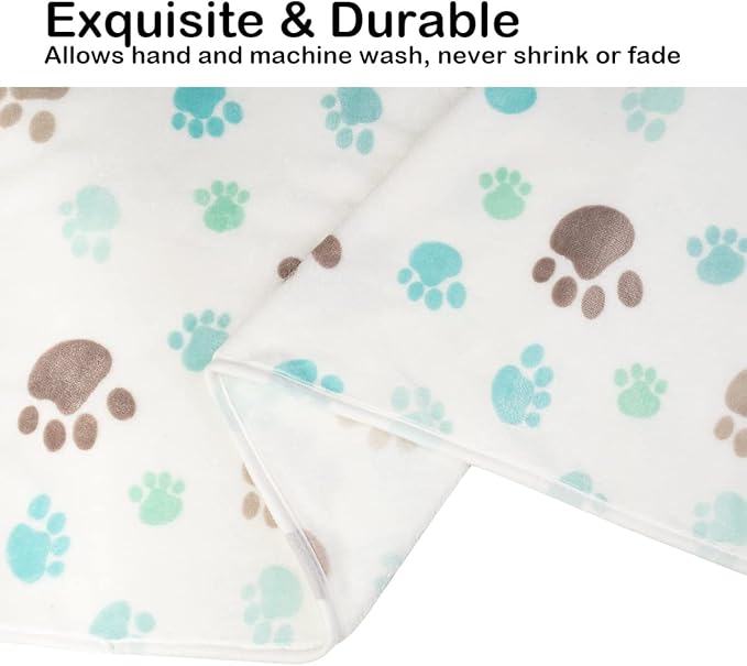 Dono 1 Pack 3 Dog Blankets, Soft Fluffy Fleece Pet Blanket Warm Sleep Mat Paw Print Design Puppy Kitten Throw Blanket Doggy Mat, Blanket for Dogs